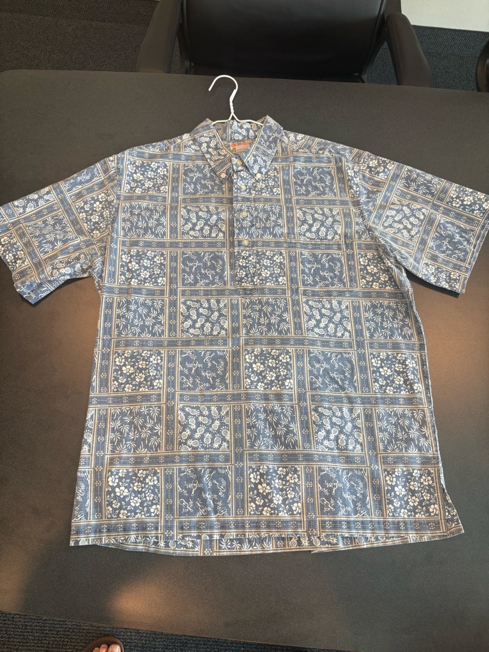 Reyn Spooner commemorative classic shirt in Blue Patchwork print